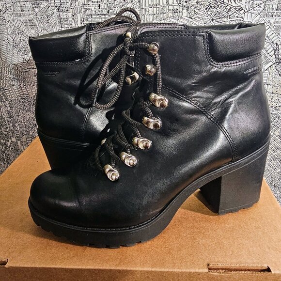 VAGABOND Grace Black Leather Lug Sole Lace Up Boots| Sz 10 - Picture 6 of 11